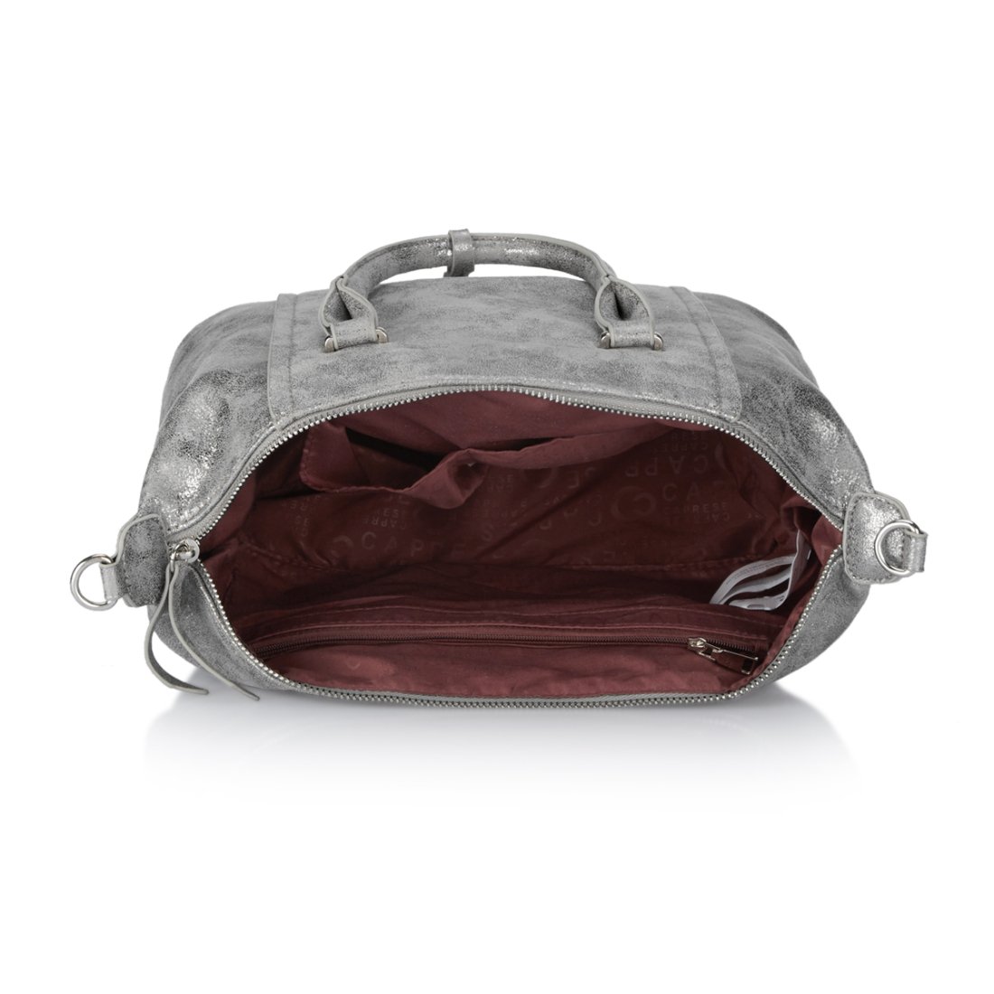 caprese lisa women's satchel (silver and grey) ()