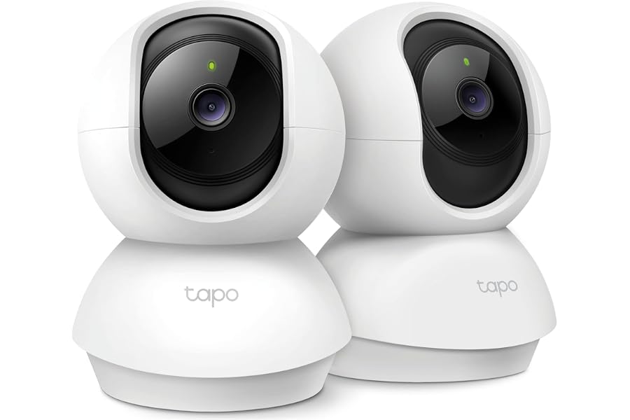 Tapo 2K Pan/Tilt Security Camera for Baby Monitor, Dog Camera w/Motion Detection, 2-Way Audio Siren, Night Vision, Cloud&SD Card Storage, Works w/Alexa & Google Assistant, 2-Pack (Tapo C210P2)