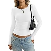 EasyGala Womens Cotton Long Sleeve Shirts Wide Round Neck Fitted Tops Basic Going Out Crop Outfits Fall Undershirts 2026