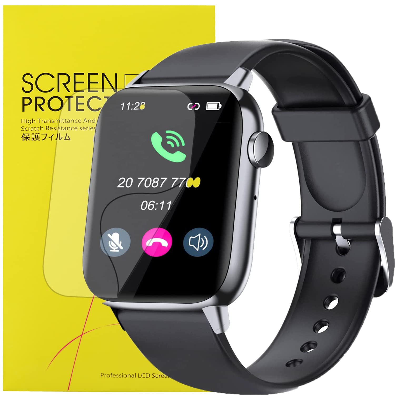 Blueshaweu Compatible with GT HITGX Smart Watch Screen Protector, [6 Pack] Full Coverage TPU Clear Film Compatible with BT5.0 GT HITGX Smart Watch 1.72"
