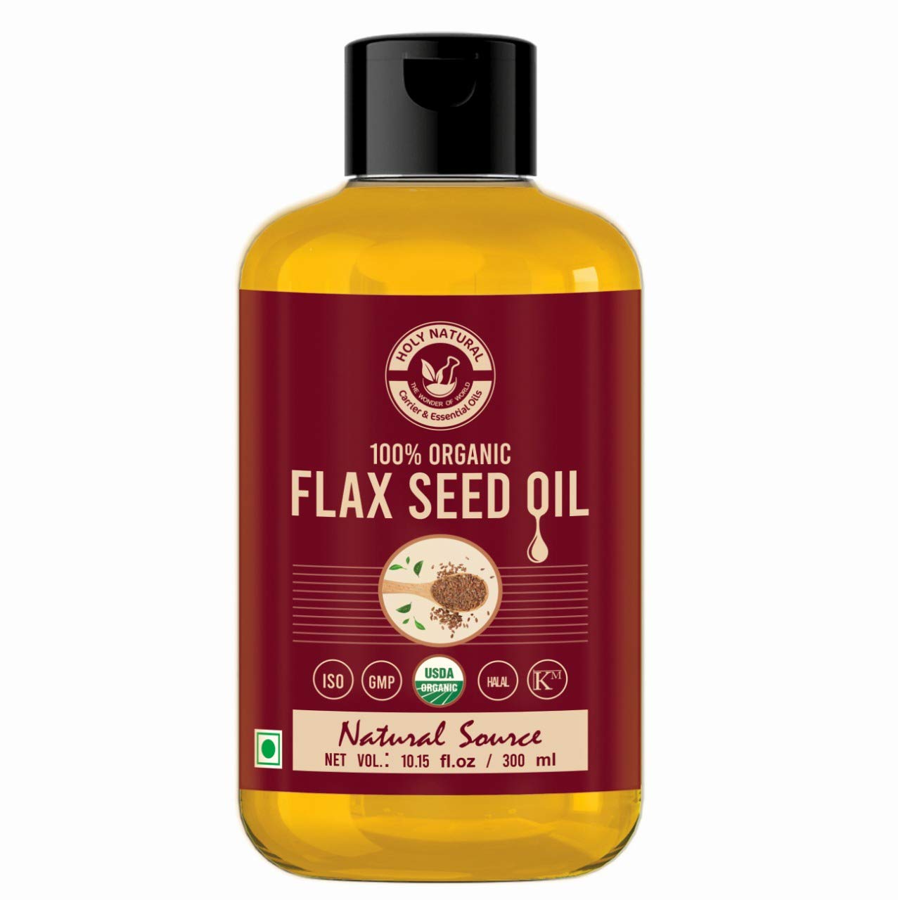 Organic Flax Seed Oil (10.15 fl oz/ 300ml) USDA Certified, 100 Pure
