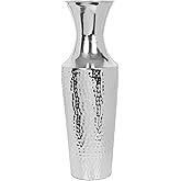 Hosley 18 Inch High Silver Color Metal Floor Vase. Ideal for Dried Flowers Gift for Floral Arrangements Wedding Home Spa Voti
