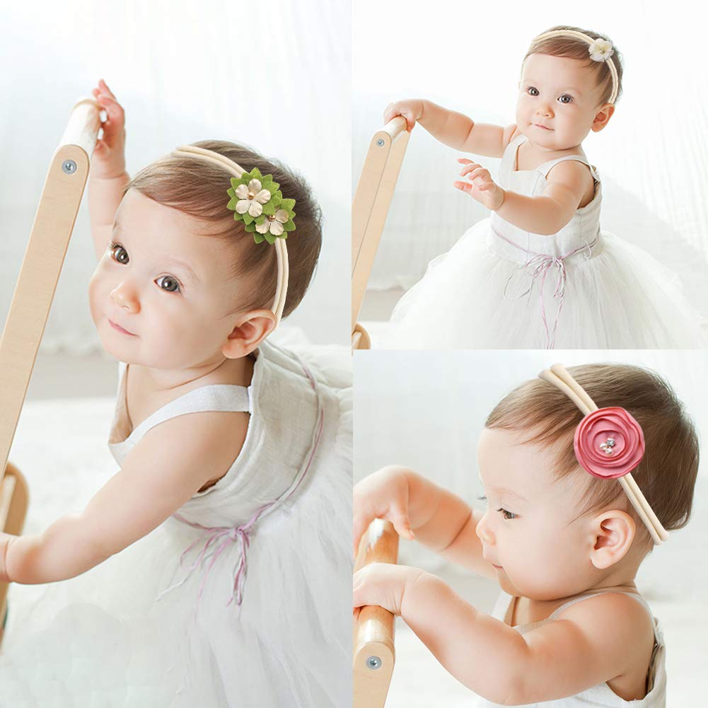 Baby Girl Stretchy Headband,10pcs Flower Baby Hair Band Rabbit Ears Baby Headband Bowknot Hair Accessories for Newborn Infant Toddlers Kids