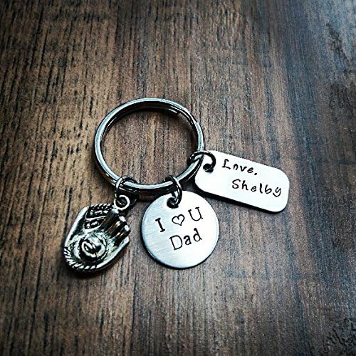 Hand Stamped Personalized I love you Dad Keychain - Fathers day gift - Dad Gift - Fishing keychain - Fishing Gift