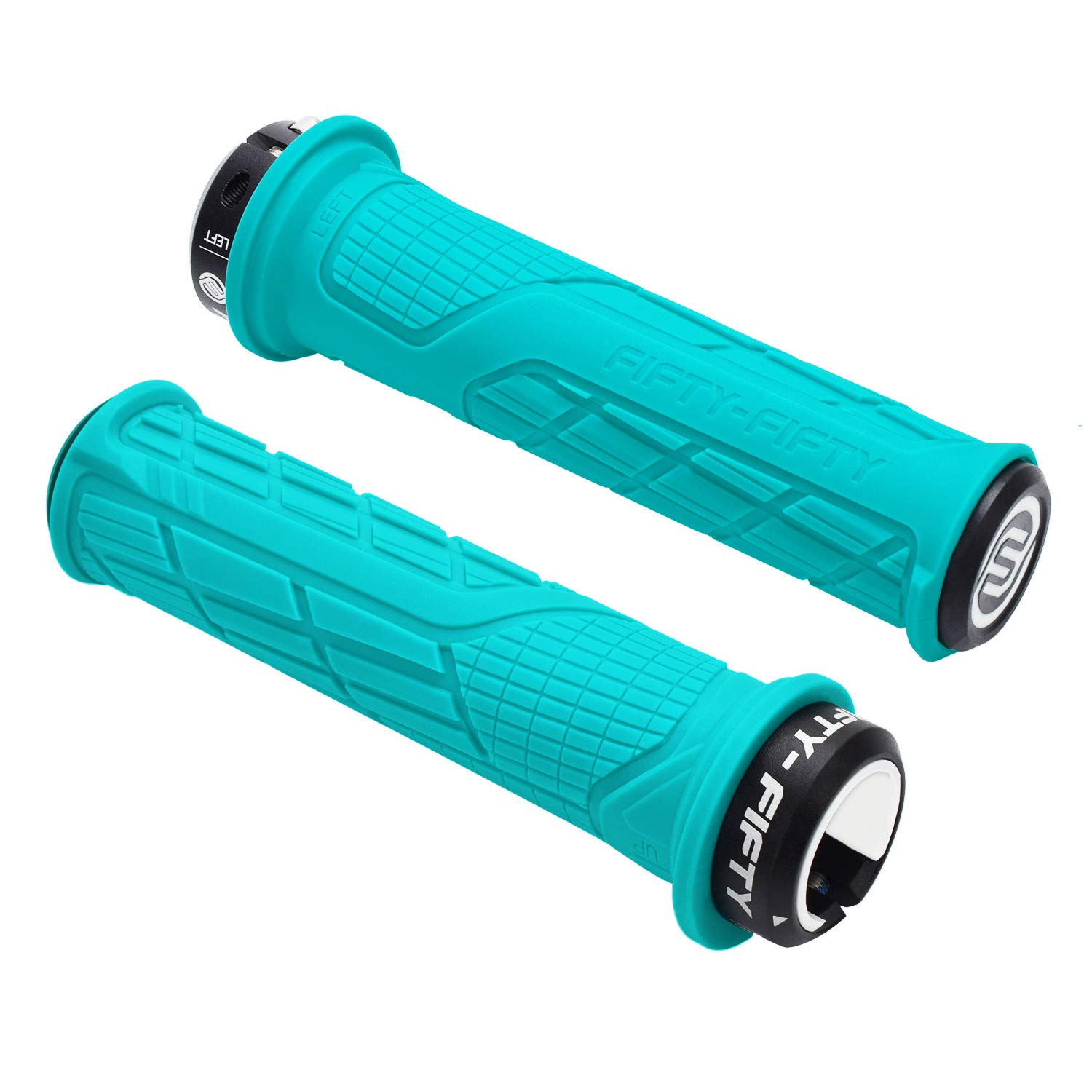 FIFTY-FIFTY Mountain Bike Handlebar Grips, Single Lock-on MTB Grips, Comfortable and Lock On, Non-Slip Bicycle Handle, Fit for All Mountain, Enduro, Downhill (Turquoise) โ image 1