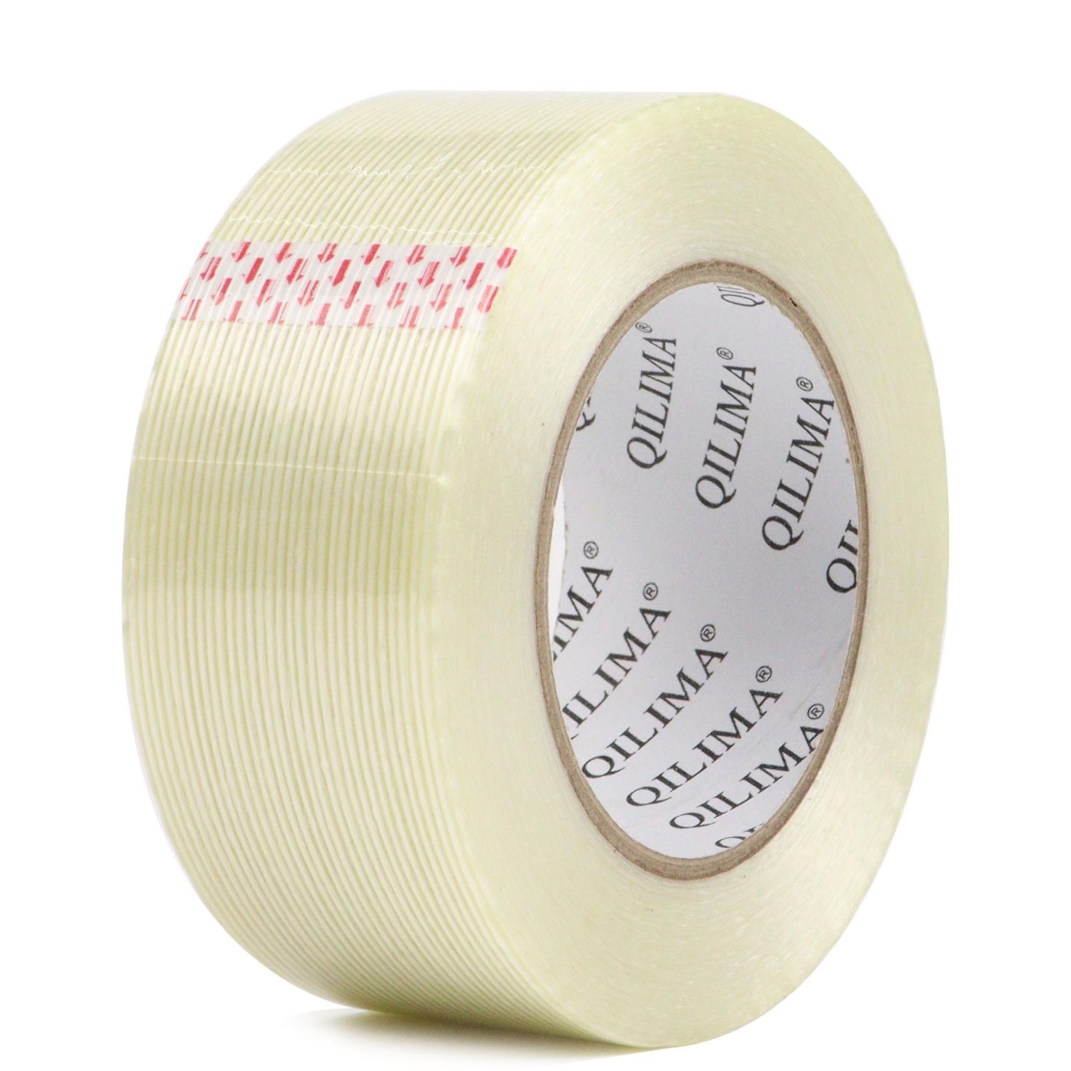 QILIMA Extra Strong Filament Tape,Clear Filament Strapping Tape,Fiberglass Tape,Heavy Duty Tape（50MM X 50M）