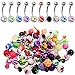 BodyJ4You 60PC Belly Button Ring Set 14G Mix CZ Steel Acrylic Bioflex Banana Bar Body Piercing Jewelry