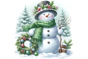 Canrichshop Christmas Diamond Art Painting Kits for Adults,Snowman Diamond Painting Kits for Beginners 5D Full Drill Diamond Dots,Gem Art Crafts for Adults Wall Decor 14x14inch