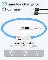 Joytale Light Up Dog Collar Blue USB Type-C Rechargeable LED collar view 5