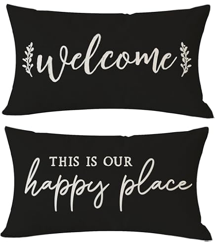 PANDICORN Set di 2 federe decorative per cuscini con scritta Welcome