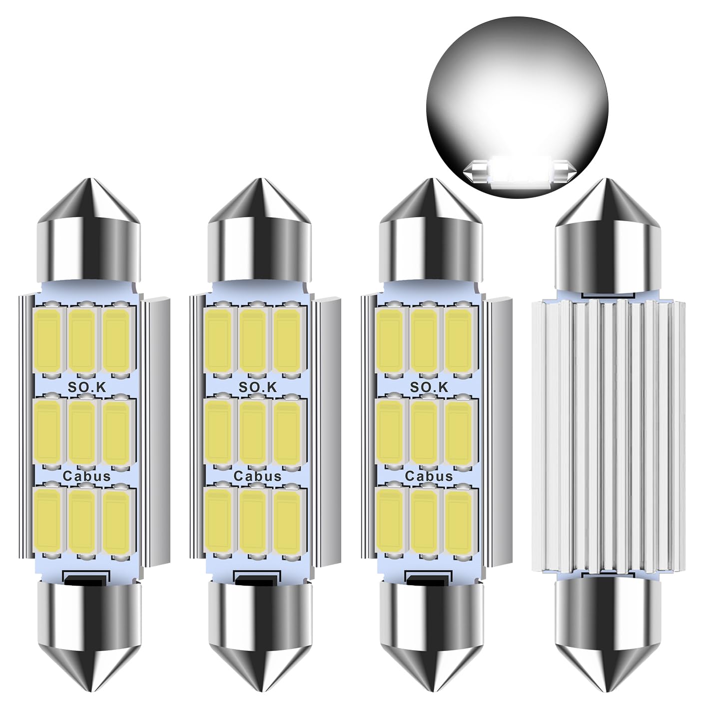 42mm Festoon LED Car Bulb - Safego 4X 1.72'' LED Dome Reading LED White Car Interior Light Bulbs 9 SMD 5730 Replacement Bulbs LED License Plate Lights Map Lamps No Polarity White CB42mm-9D-5730-4