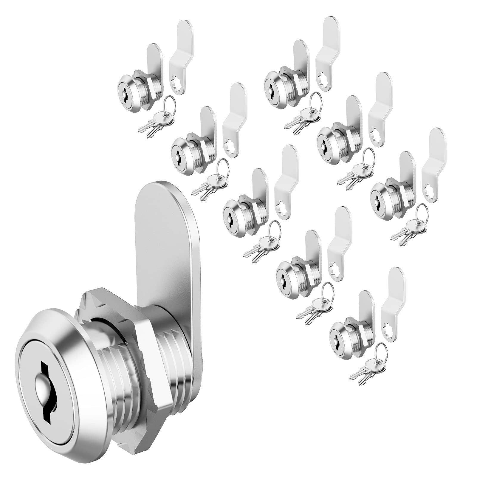 BOZXYE 8 Pack Cabinet Locks with Key, 5/8" Cam Lock Keyed Alike, RV Locks for Storage Door Secure Files Drawers Toolbox Mailbox RV Door, Zinc Alloy