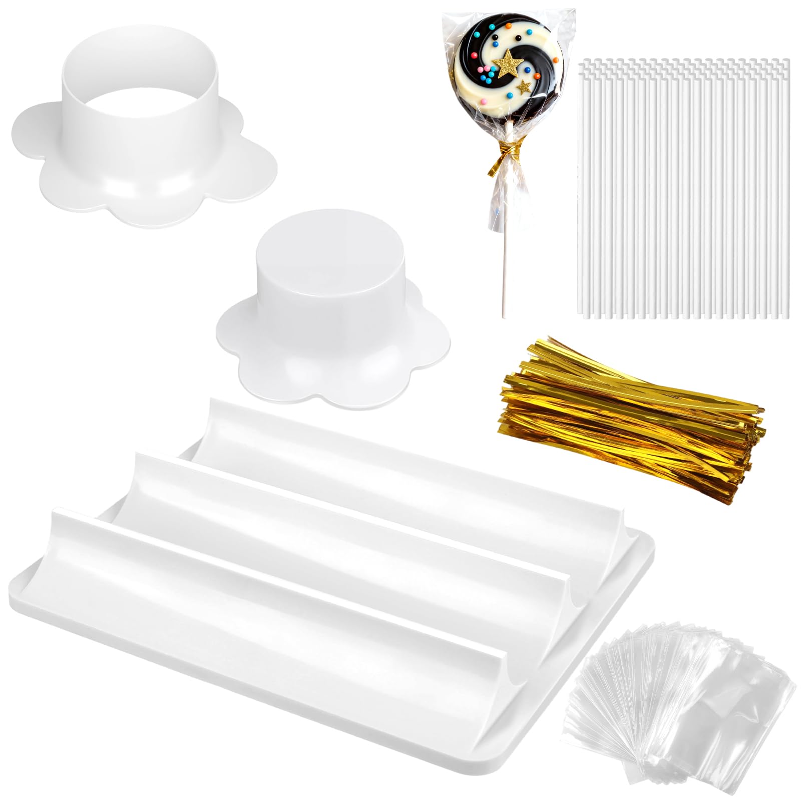 Photo 1 of 1 Set Round Cake Pop Mold,Cake Pop Cutter and Pusher Press Set with 3 Types of Packaging Accessories, Baking Tools for Home, Birthday, Party Gathering, Wedding Desserts