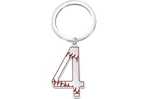 FAADBUK Baseball Initial Keychain Baseball Lucky Number Jewelry Baseball Jersey 0-9 Inspiration Pendant Keychain