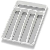Loyareal Silverware Organizer Utenisl Organizer Holder Kitchen Drawer Organizer Plastic Silverware Tray for Drawer Flatware Organizer 5 Compartment White