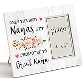 Zauly Great Nana Wooden Picture Frame Gift, Only the Best Nanas Get Promoted to Great Nana Wood Photo Frame Gifts Idea for Pregnancy Announcement, Tabletop & Wall Mounting, 4x6 Photo