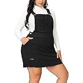 Agnes Orinda Women Plus Size Denim Overall Dress Adjustable Strap Distressed Casual Denim Suspender Skirts