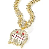 EDINGM Miami Cuban Link Chain for Men, Gold/Silver Plated Diamond Necklace, Iced Out Hip Hop Jewelry Gift