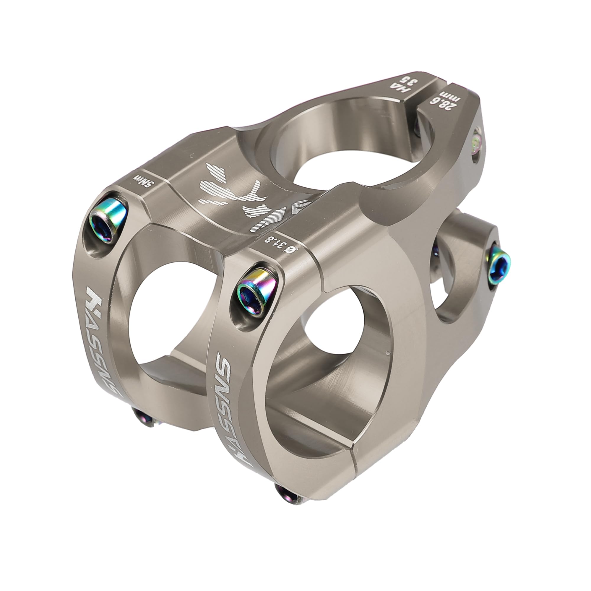 A ABSOPRO Mountain Bike Stem Handlebar 35mm Aluminium Alloy Titanium Tone