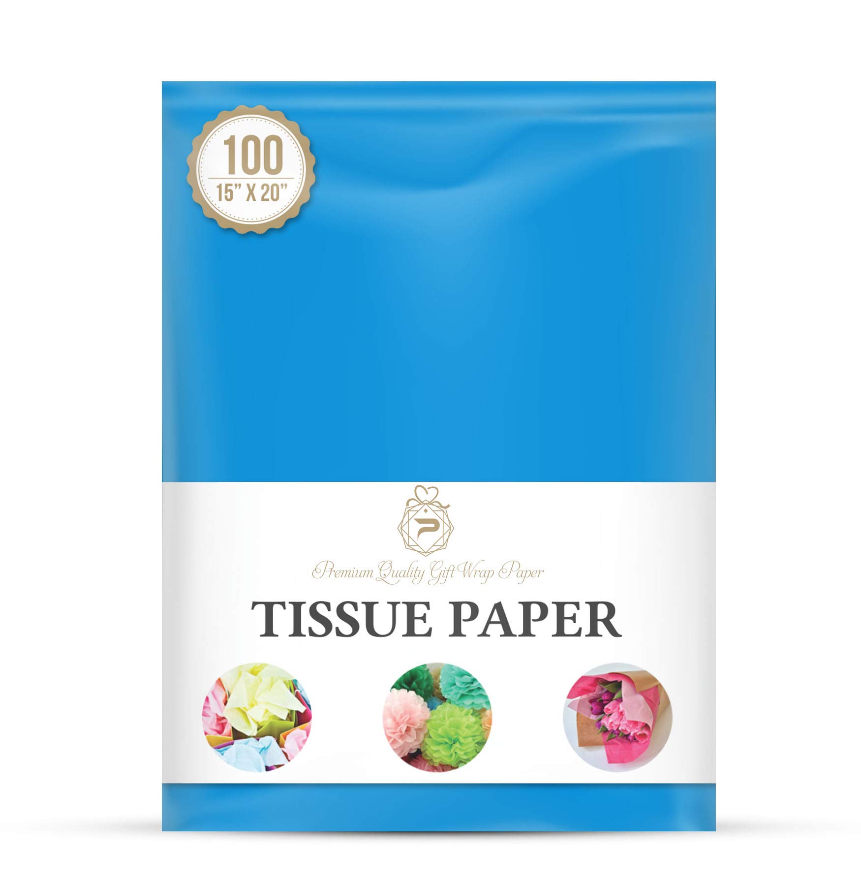Bright Blue Tissue Paper for Gift Wrapping, Gift Packaging, Floral, Birthday, Christmas, Halloween, DIY Crafts and More | 15