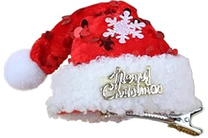 Totelux Christmas Hair Clips Sequins Red Santa Hat Hair Barrettes With Snowflakes Cute Alligator Clips Hair Accessories for Women Girls Christmas Party Supplies Cosplay Costumes accessories