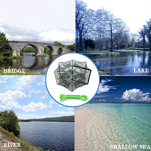 FunVZU Folded Fish Trap - 2020 New Improved Portable Minnow Trap Bait Traps Cast Dip Cage Automatic for Fish Shrimp Minnow Crawfish Crab Baits Fishing Net Freshwater