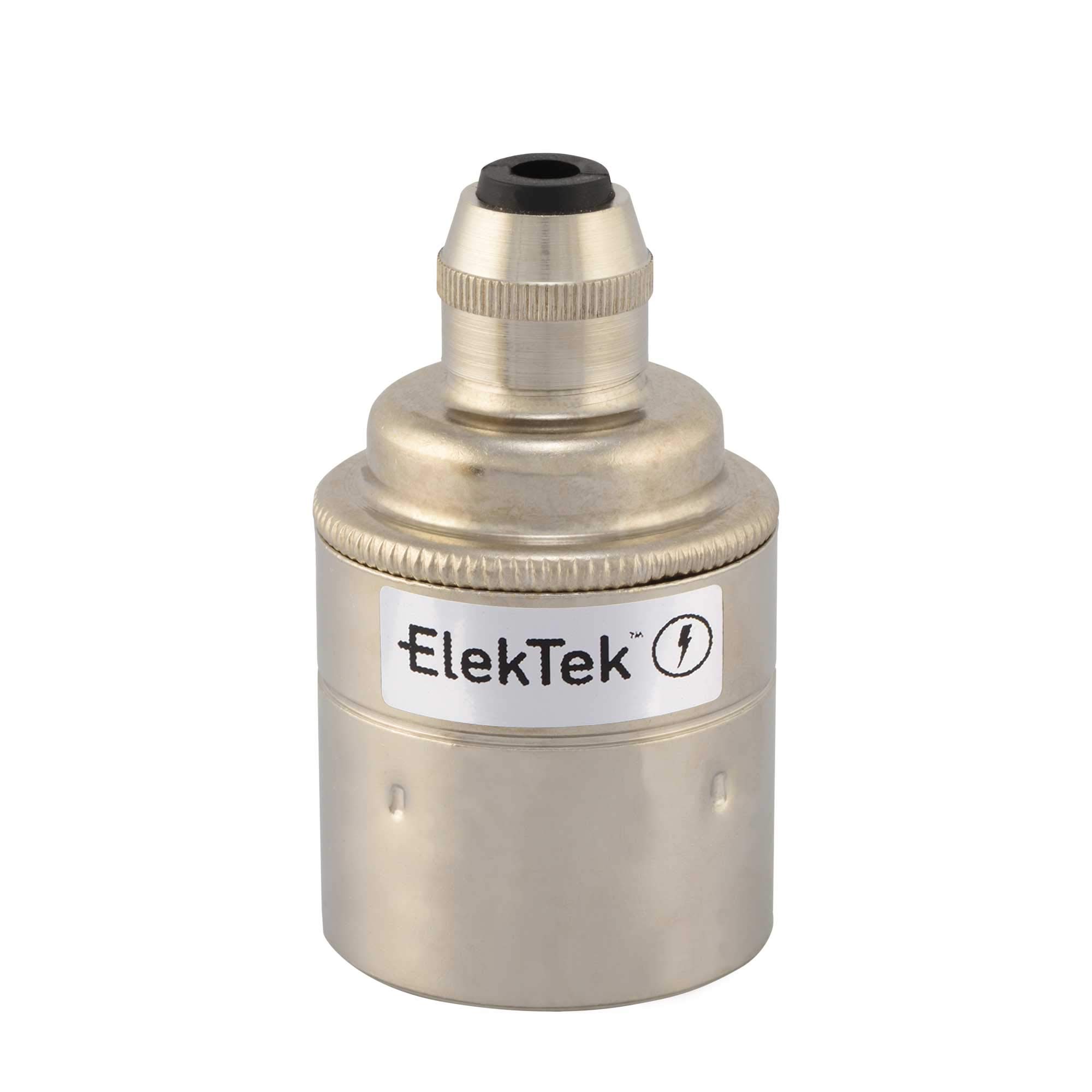ElekTek ES E27 Cord Grip Pendant Lamp Bulb Holder With Plain Skirt Ideal for Vintage Filament Bulbs Nickel