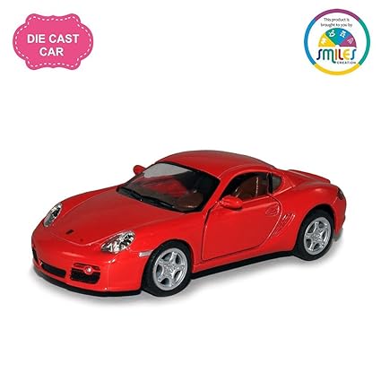 Smiles Creation Kinsmart Porsche Cayman S Pull Back Car Toy, Multi-Color