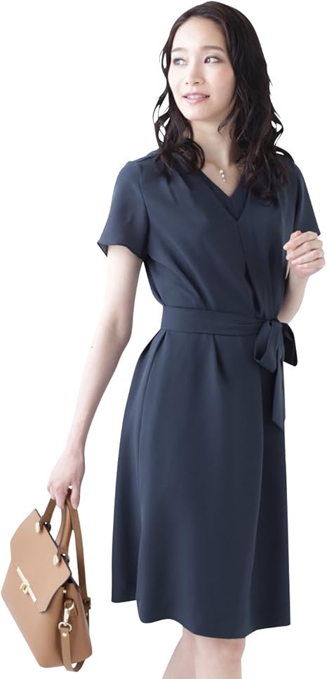 Amazon Co Jp ニューヨーカー フェザーツイル ウエストリボンワンピース ボドルグリーン 11号 服 ファッション小物