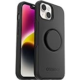 OtterBox iPhone 14 Plus Otter + Pop Symmetry Series Case - Black, Integrated PopSockets PopGrip, Slim, Pocket-Friendly, Raised Edges Protect Camera & Screen