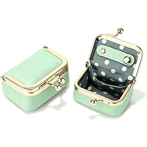 Genuine Leather Mini Jewelry Box, Vintage Style Portable Travel Jewelry Organizer with Kiss Lock, Compact Storage Case for Ea