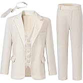 SANMIO Boys Suit 4 Piece Slim Fit Boys Suits Jacket Vest Pants Tie for Kids Suits Sets Boy Formal Tuxedo Set