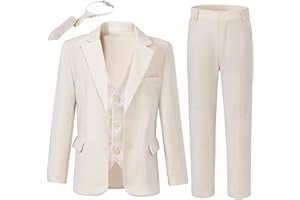 SANMIO Boys Suit 4 Piece Slim Fit Boys Suits Jacket Vest Pants Tie for Kids Suits Sets Boy Formal Tuxedo Set