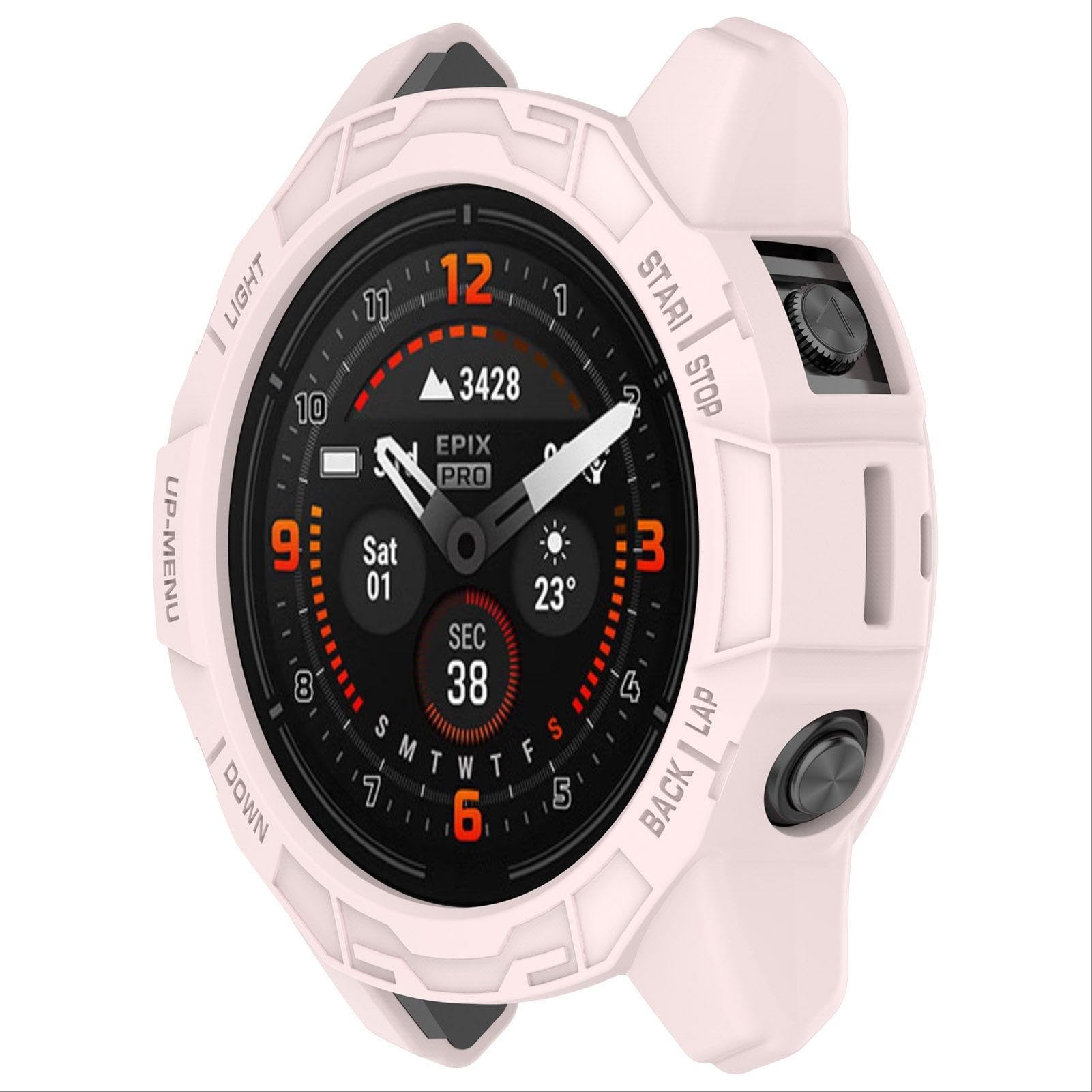 GIOPUEY Case Compatible with Garmin fenix7X pro/Garmin Epix Pro 51mm, Premium Soft TPU Silicone Protector Case Cover, Unique Design, Shockproof, anti drop - pink