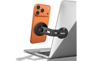 Jkoailiwi Magnetic Laptop Phone Mount, 360° Rotating Magnetic Phone Holder for Monitor & Tesla, Dual-Screen Computer Side Mou