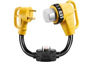 WYM WORLD Overload Protector 30 Amp to 50 Amp RV Adapter Cord withCircuit Breaker and Twist Lock, NEMA TT30P to NEMA SS250R Dogbone Electrical Power Adapter with Upgraded Handle,ETL Listed