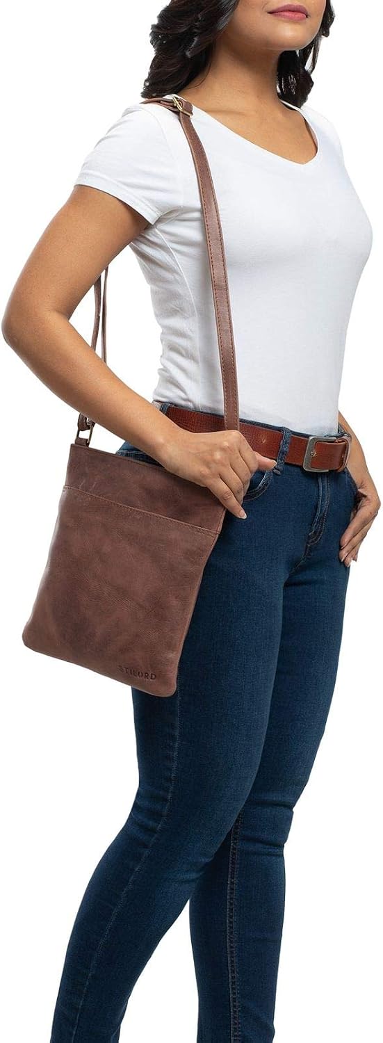 STILORD "Alicia" Small Handbag Shoulder Bag Leather for Women Elegant Cross Body Bag Vintage in Genuine Leather Colour:Messina - Brown - Image 3