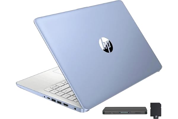 HP Stream 14" Laptop with AI Copilot, Flagship for Students & Business, 13th Gen Intel 4-Core, 4GB RAM, 256GB Storage (128GB UFS + 128GB Docking Station), Office 365 1-Year, Win 11 S, Sky Blue