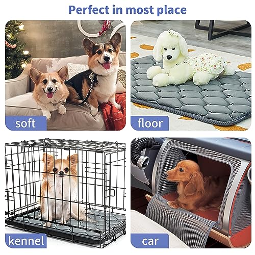Geegoos Dog Crate Mattress,Washable Soft Kennel Pads,Pet Bed Blanket Crate Mat Suitable for 36 inch Cage,Pet Bed Mats for Cats(89x56cm,Grey)
