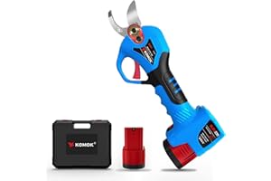 KOMOK Electric pruning shears, Professional Cordless Power Branch Cutter Fruit Tree Pruner, 2PCS 2Ah Battery Operated Pruning Shears, MAX 1" Cutting Capacity 6-7 working hours