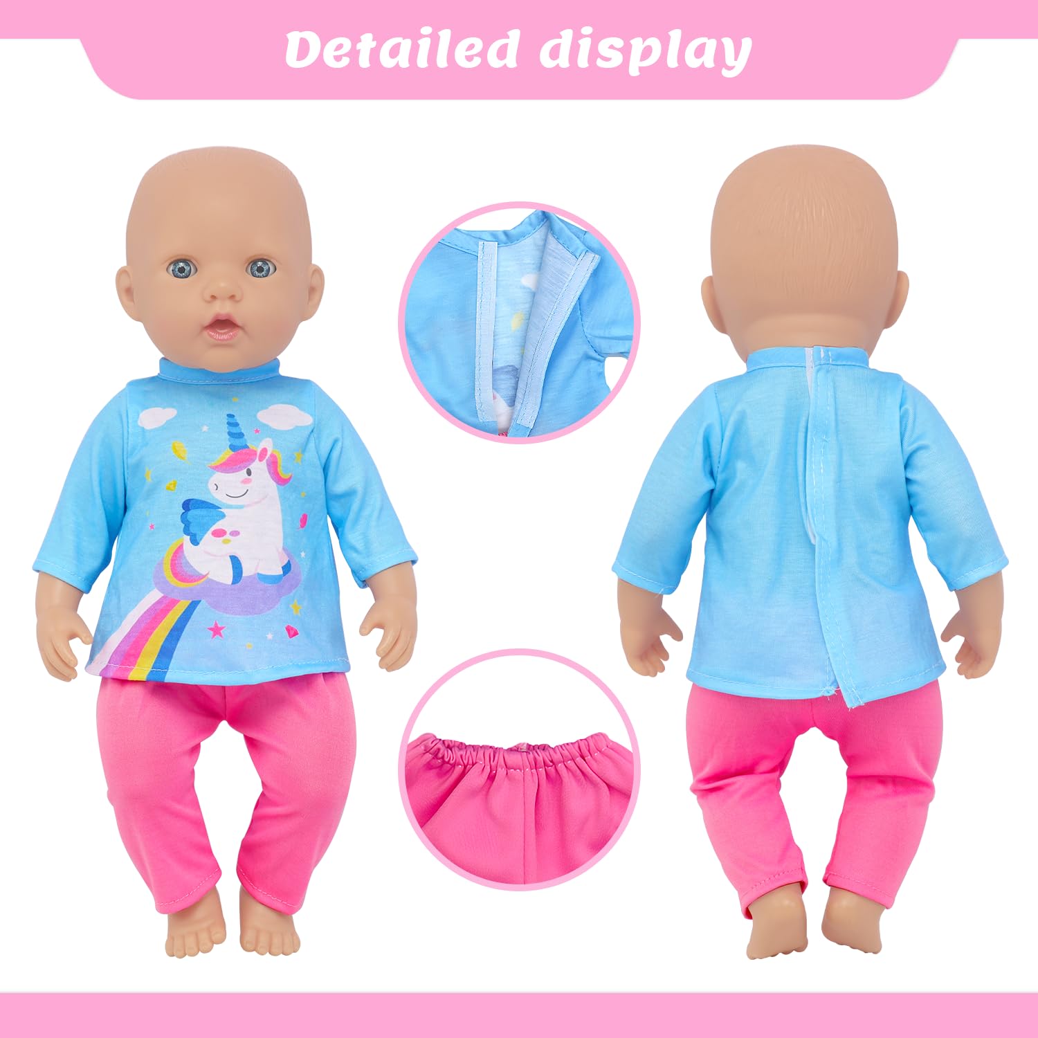 4 Set Baby Doll Clothes for 13-16 Inch Dolls, 6 Pcs 14 Inch Doll Clothes Accessories Dress Outfits Include Skirts, Top, Pants, Jumpsuit