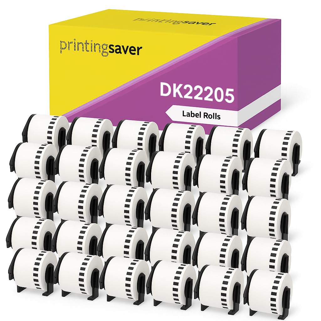 Printing Saver 30 DK-22205 Continuous White Address Labels Compatible with P-Touch QL-500 550 710W 720NW 810W 820NWB 1110NWB Brother Label Printers (62mm x 30.48m)