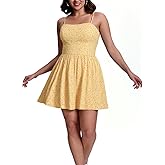 SeSe Code Summer Dresses for Women Spaghetti Strap Mini Sun Dress Casual Beach Sundress with Pockets