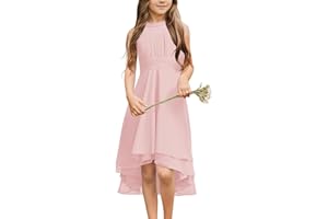 Galawaqe Chiffon Flowy Dresses Flower Girls Asymmetrical with Ruffles Sleveless Swing Party Gowns A-Line Dress…