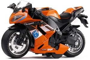 Gilumza Pull Back Motorcycle Toys, Tiny Gift with Music Lighting, Race Motorcycles Toy for Boys Kids Age 3 4 5 6 7 8 Year Old (Orange)