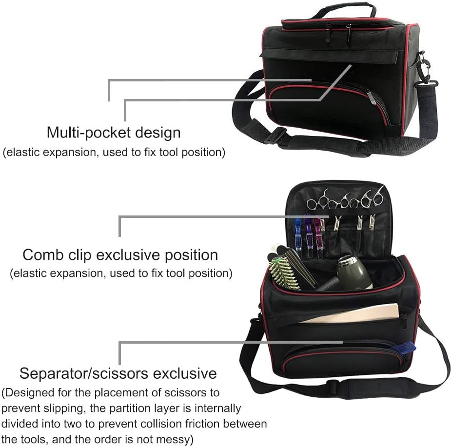 Portable Hairdressing Bag, Large Multi-Function Storage Makeup Travel Home Tool Bag Stylist, Hairdressing case, Barber travel box for carrying hair clippers, scissors and combs - Image 3