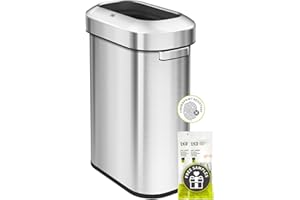 EKO Urban 16 Gallon/60 Liter Open Top Stainless Steel Slim Commercial Trash Can, Tall Kitchen Trash Bin, Heavy-Duty Commercial Grade Large Garbage Bin for Home, Office, Hotel, Cafe, Restaurant, Dorm