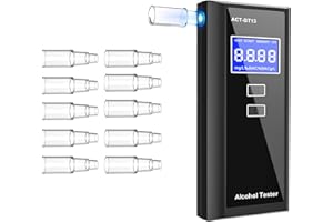Amzeth Breathalyzer Alcohol Tester with 10 Mouthpieces & Carring Bag, 50 Record Memory, High-Accuracy Digital LCD Display BAC Testing Alarm Portable for Home & Party