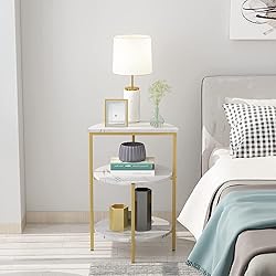 AWQM Faux Marble Table Set, Coffee Table & 2 Side