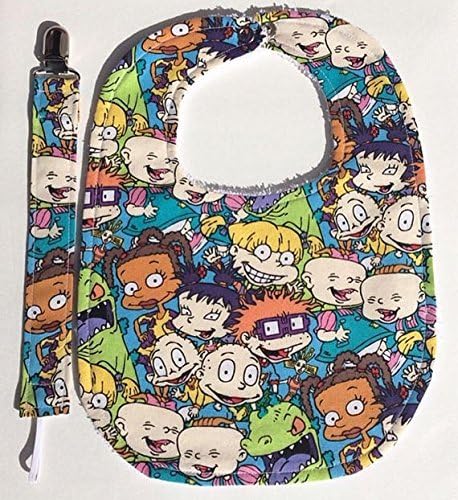 Rugrats Baby bib with pacifier clip gift set